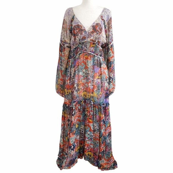 Maeve by Anthropologie Annabella Bohemian Chiffon Maxi Dress - 8 - Picture 1 of 9